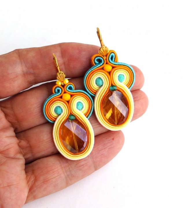 Słoneczne kolczyki soutache