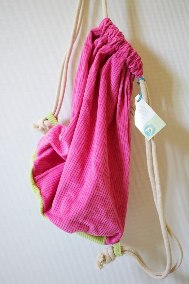 Plecak 100% bawełna, worek na plecy Neon Róż.