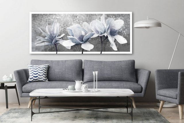 Obraz na płotnie do salonu - KWIATY MAGNOLIA 147x60cm 03178