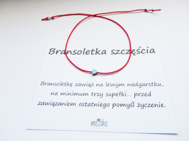 Bransoletka SZCZĘŚCIA. Srebro pr.925 Serce hematyt