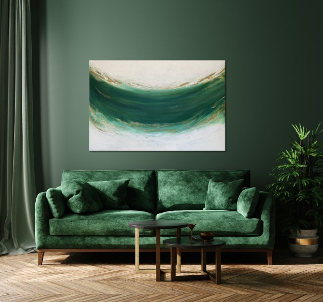 Nowoczesny obraz do salonu - abstrakcja "Emerald" 80x120 cm