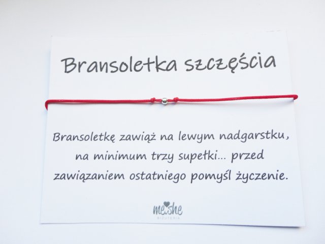 Bransoletka SZCZĘŚCIA. Srebro pr.925. 1kulka