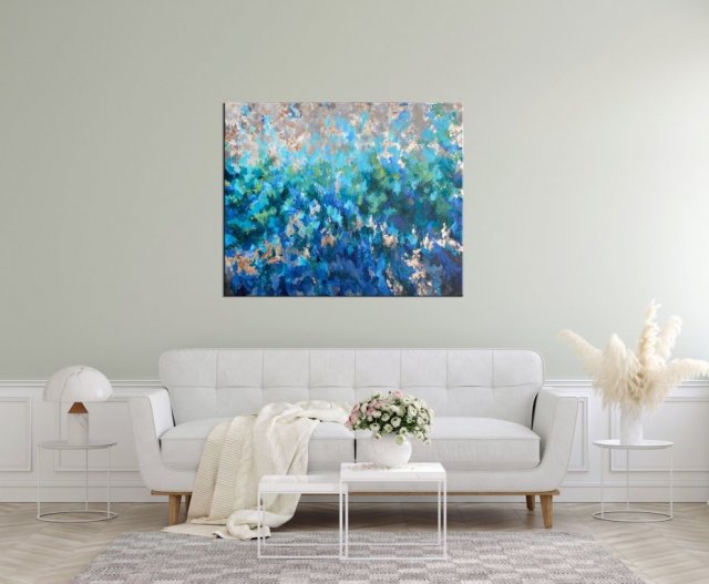Granatowa abstrakcja, ręcznie malowany obraz "Colours of Me" 80 x100 cm