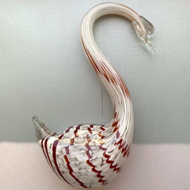 Unikat! 30cm. Murano Sommerso, Art Glass, lata 50/60-te ❤ Potężna figura łabędzia ❤ Szkło barwione w masie