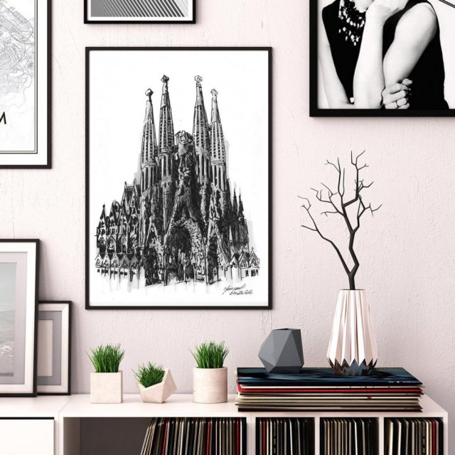 Plakat Grafika Barcelona - Sagrada Familia