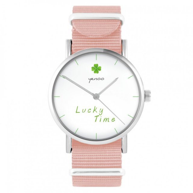 Zegarek - Lucky time - brzoskwiniowy róż, nylonowy