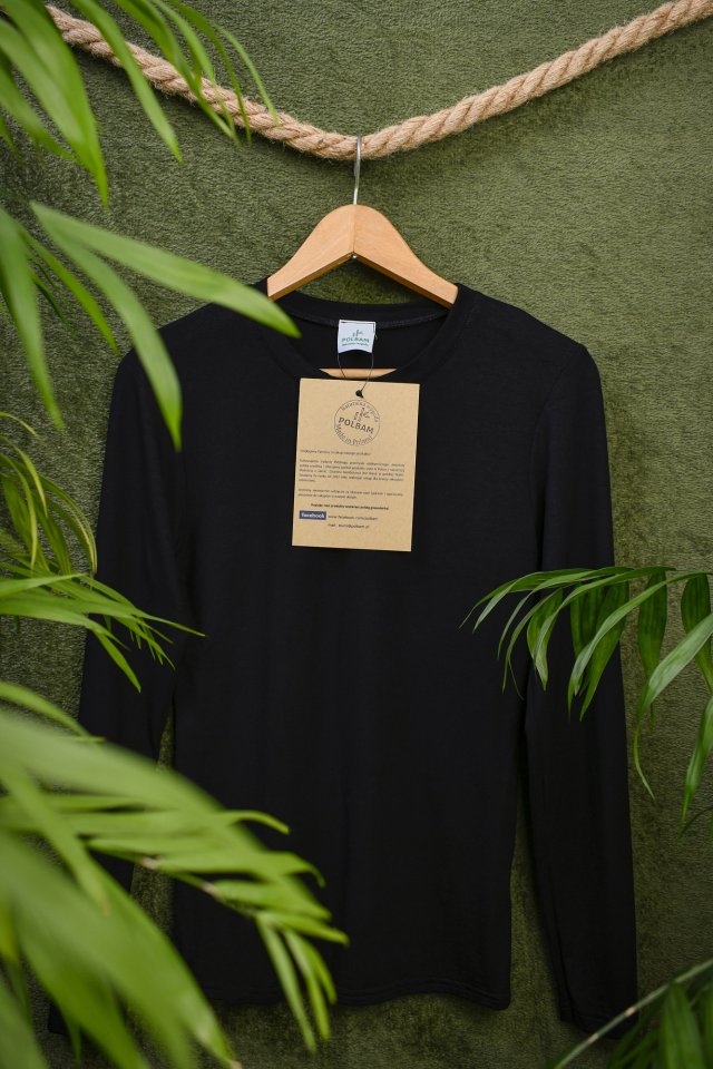 Czarna koszulka bambusowa długi rękaw UNISEX