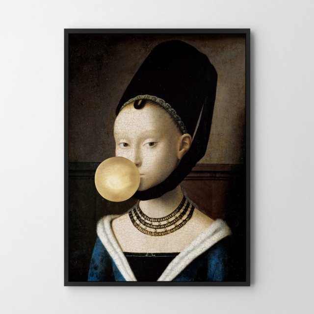 Plakat Portret ze złotym balonem - format 30x40 cm