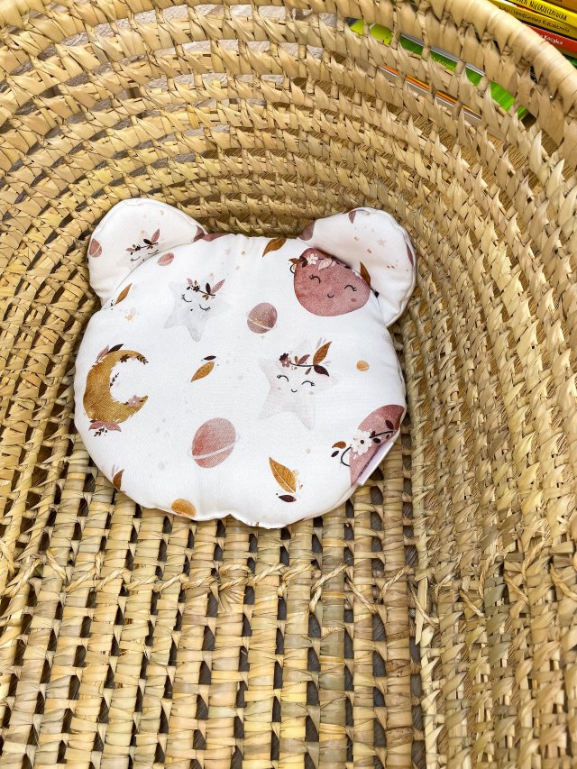 podusia bambusowa z uszkami uszy poduszka płaska dla niemowlaka miś