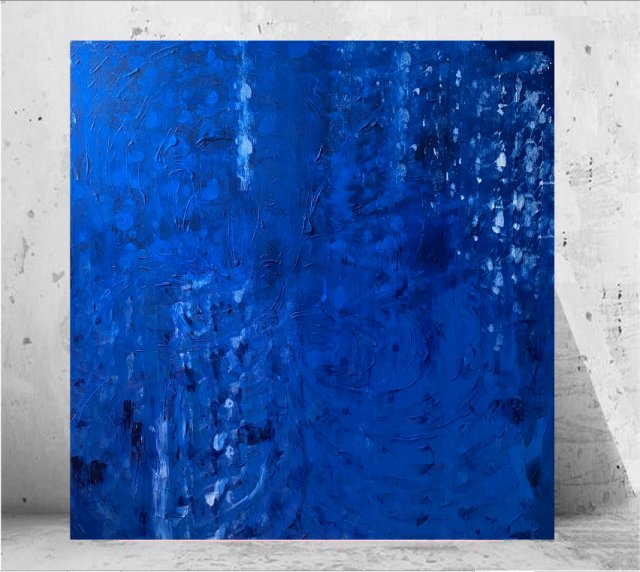OBRAZ NA PŁÓTNIE 100X100 CM ABSTRAKCJA NIEBIESKA