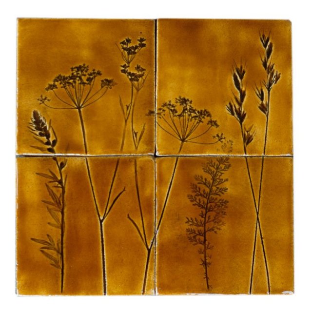 Dekor kafle Ręcznie malowane brązowo miodowe z motywem roślinnym