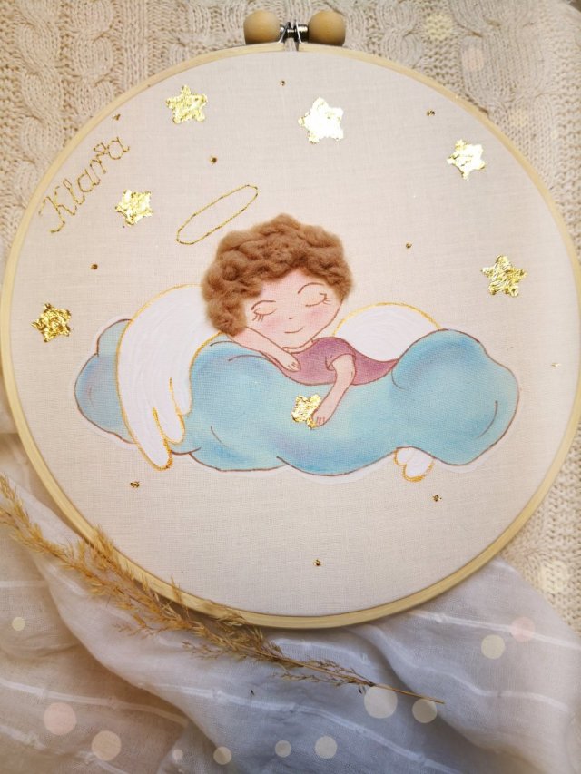 obrazek z aniołem stróżem, pamiątka chrztu dla dziewczynki