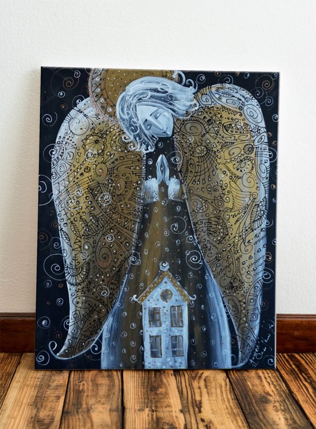 Anioł z domem. Giclee