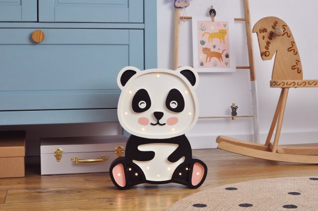 Drewniana lampka LED panda