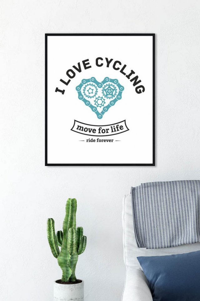 plakat. I love cycling, format A3