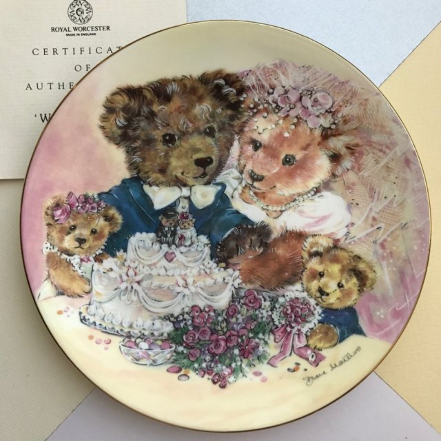 ❀ڿڰۣ❀ ROYAL WORCESTER - dos.12szt. ❀ڿڰۣ❀  Diane Matthes - Teddy Family ❀ڿڰۣ❀ Wedding Day