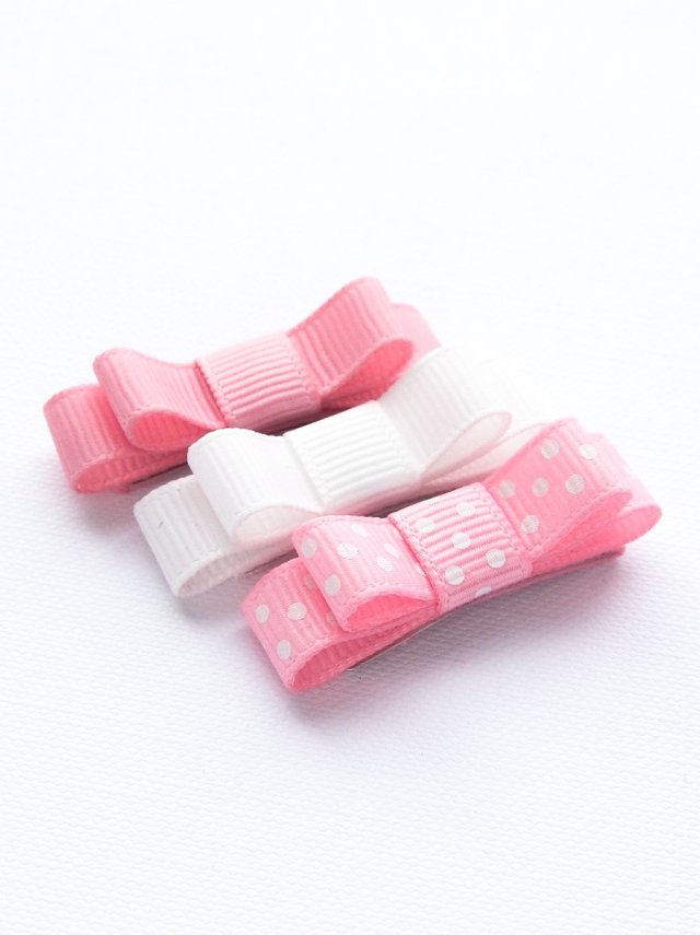 Spinki do włosów kokardki Mini Basic Bow Peony Pink