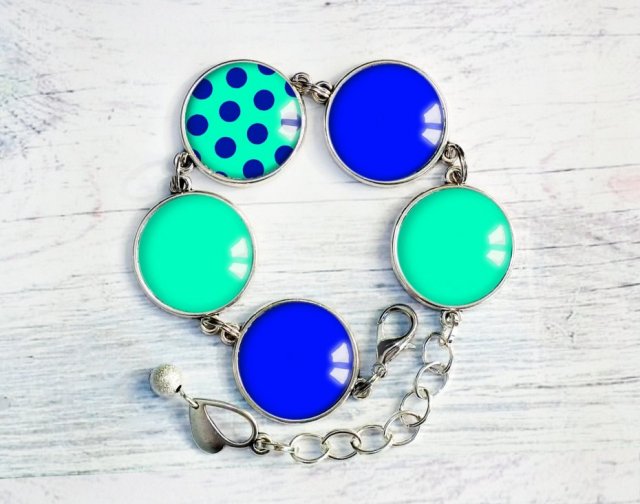 marine dots 1:: piękna bransoletka z zawieszką i grafiką w szkle