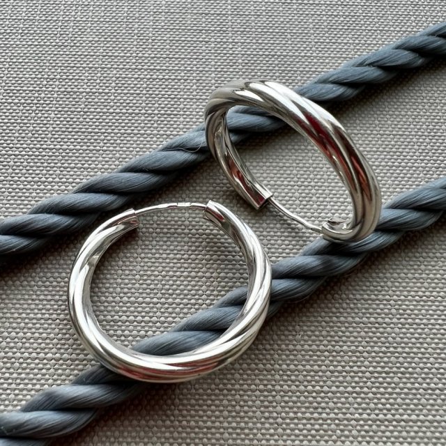Design Modern Art Sterling Silver Earrings ❤ Srebrne grube fakturowe koła ❤
