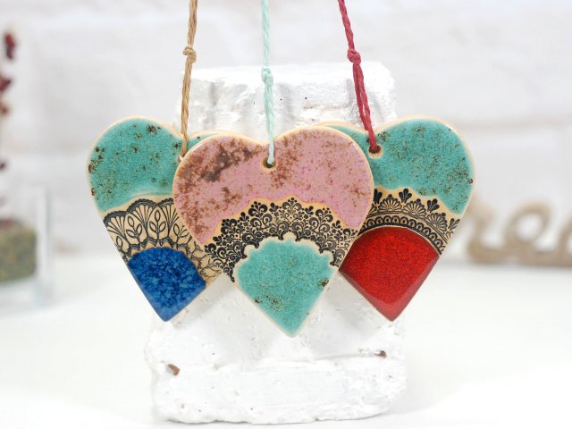 3  ceramiczne serca  - wybierz swój kolor