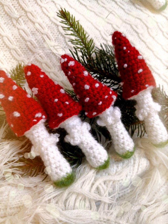 Bombka muchomor grzybek, ozdoby choinkowe handmade