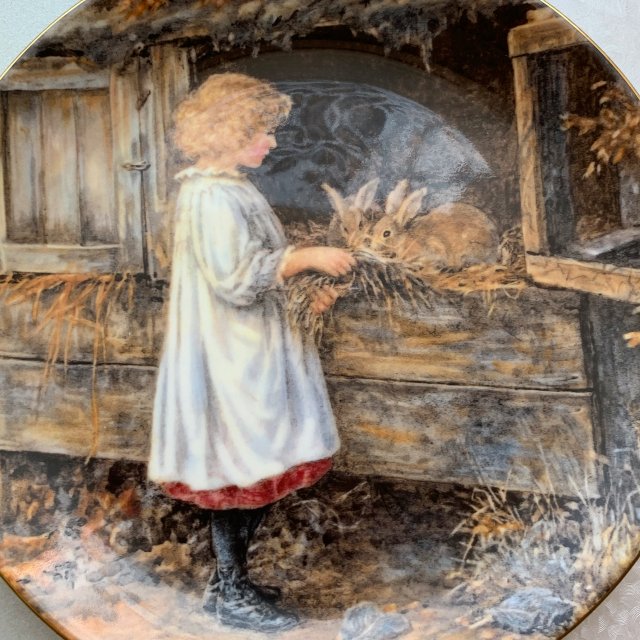 ❤ Victorian Artists, Caroline Paterson ❤ Malarski - WEDGWOOD - Limitowana edycja - Yesterdays Child, Feeding the Rabbits