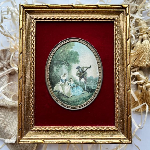 Vintage Italian Miniature on Silk ❤ Miniatura na jedwabiu ❤ Czar dawnego szyku