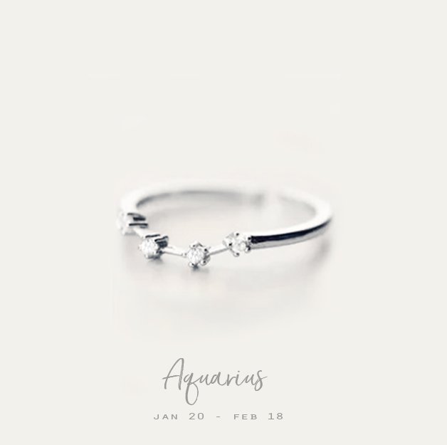 Aquarius - konstelacja Wodnika srebrny pierścionek