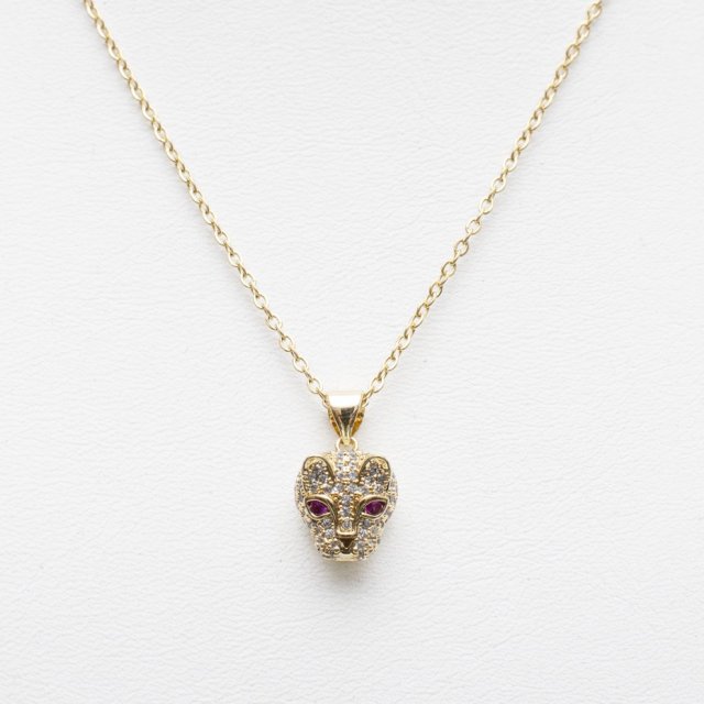 Wysadzany cyrkoniami Micro Pave naszyjnik z leopardem