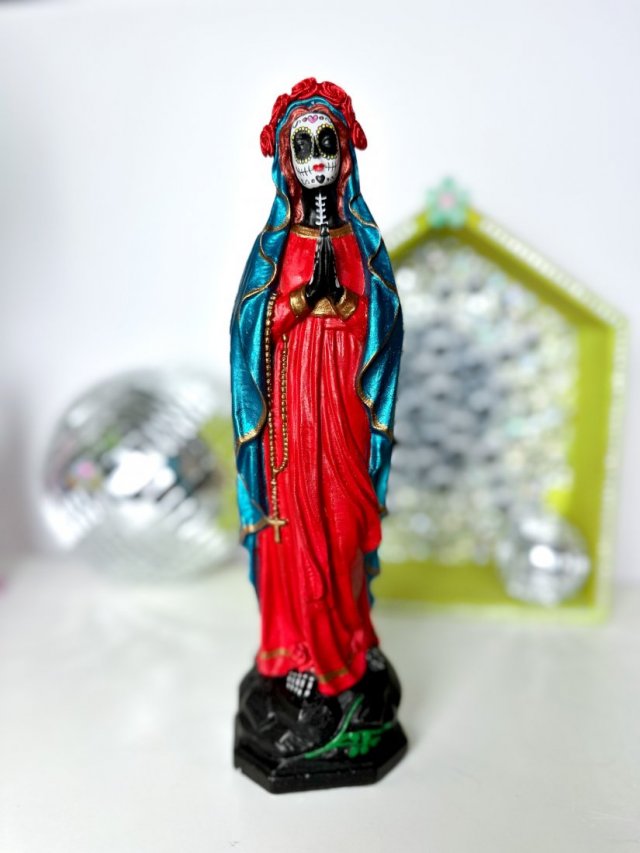 Matka Boska Meksykańska Santa Muerte Bordo L