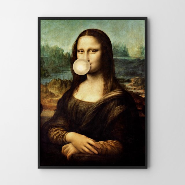 Plakat Mona Lisa ze złotym balonem 50x70 cm