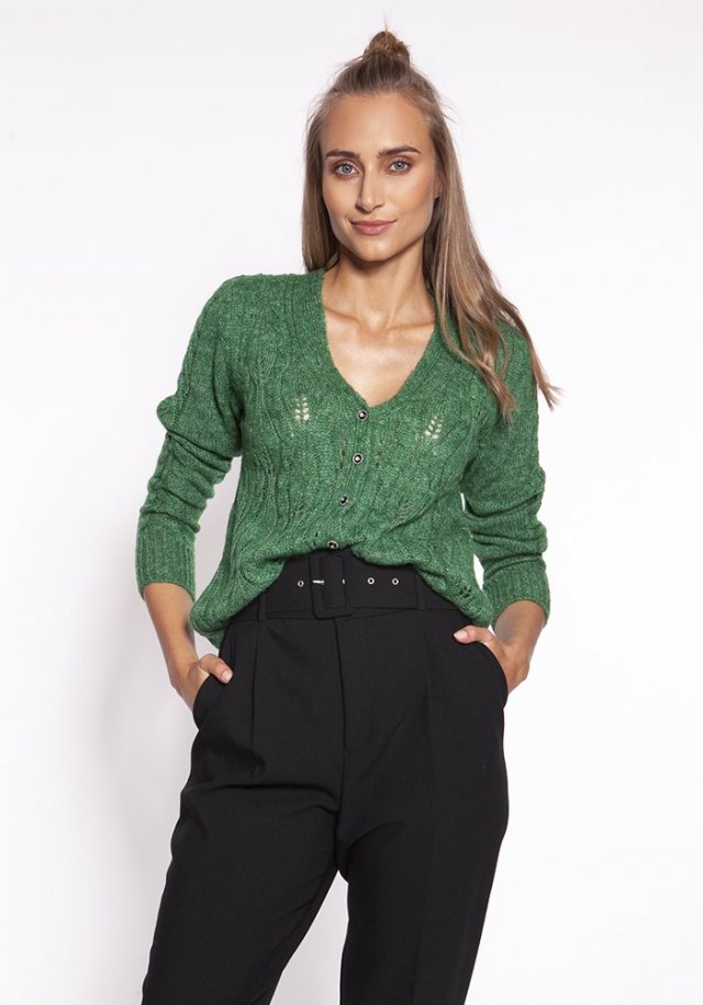 Sweter z dekoltem w serek - SWE267 zielony MKM