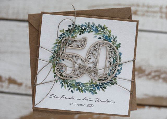 Rustykalna kartka na 50 urodziny