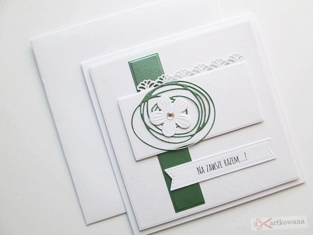 Kartka ślubna biało-zielona #1