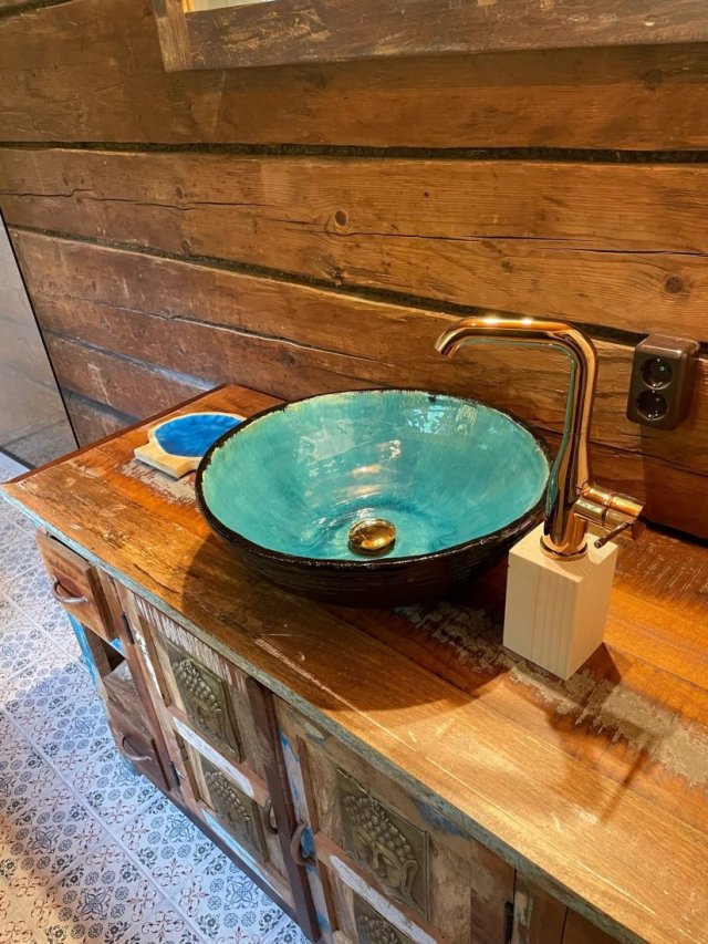 Umywalka Turkusowa 31 cm nablatowa ceramiczna łazienkowa