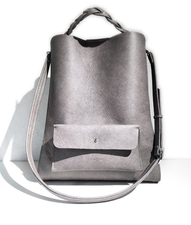 Shopper Miss Casual szara skóra naturalna