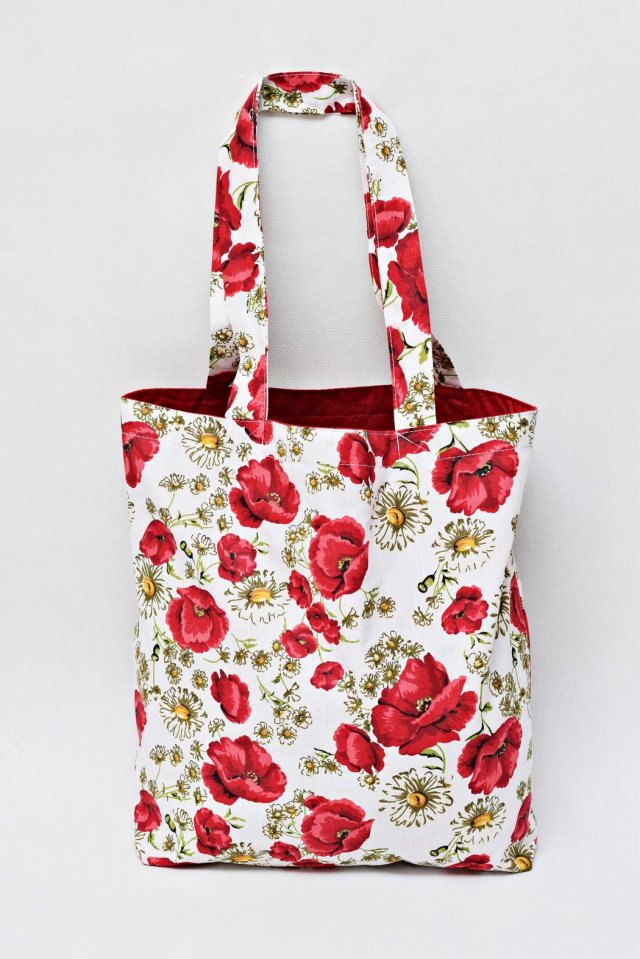 Torba na zakupy shopperka ekologiczna torba zakupowa na ramię bawełniana torba kwiaty maki