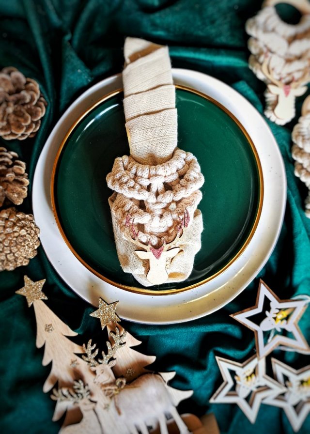 Pierścień na serwetę w stylu Boho 2szt, dekoracja z reniferem, zimowa dekoracja stołu weselnego