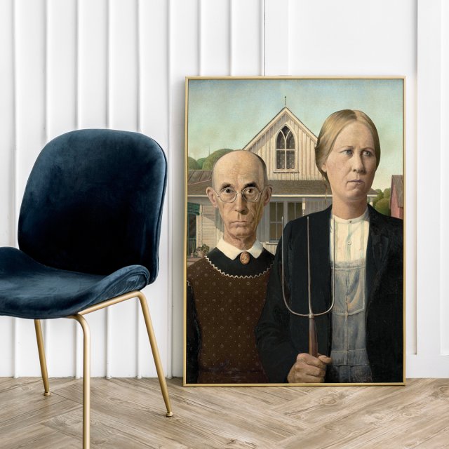 Plakat Nieoczekiwana zmiana miejsc Grant Wood  - format 40x50 cm