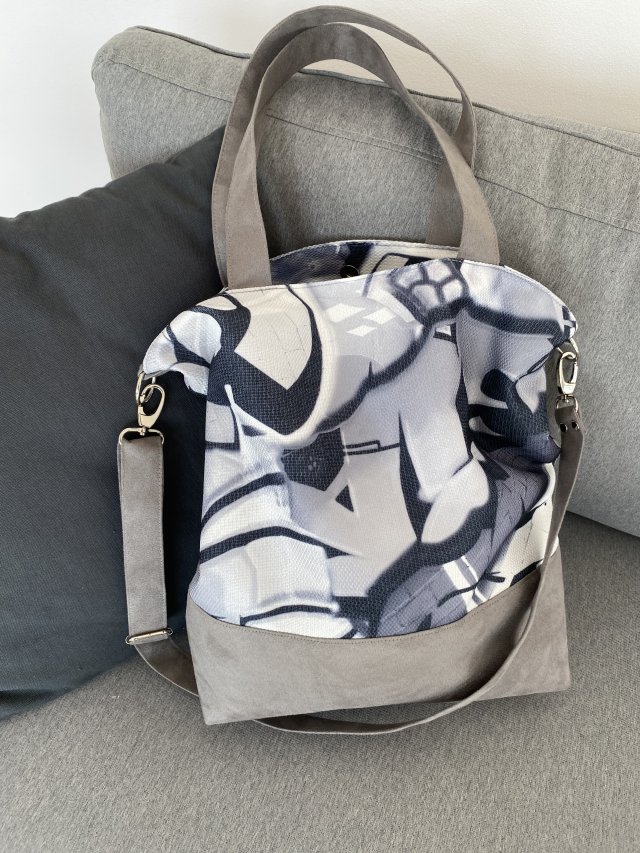 Torba hobo XXL - print graffiti monochromatyczne