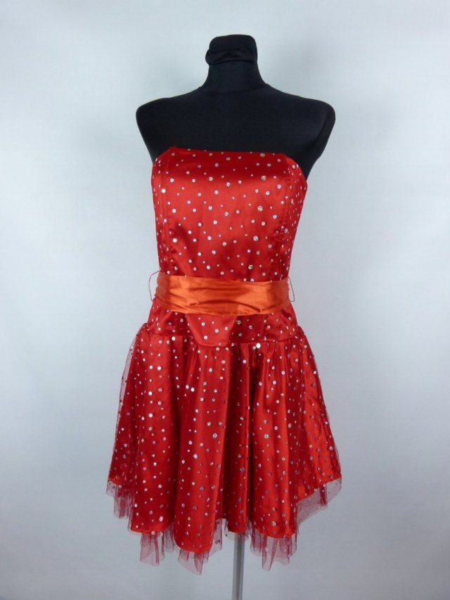 czerwona gorsetowa sukienka mini vintage 12 / 38