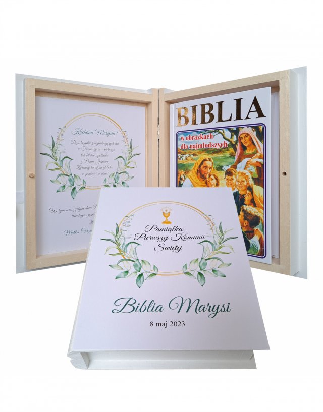 Pamiątka, prezent Pierwszej Komunii Świętej-Biblia