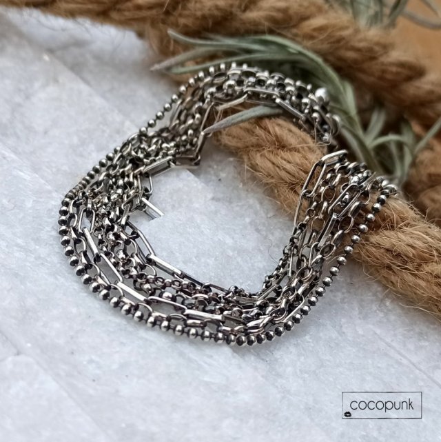 Srebro - nowoczesna bransoletka 7 łańcuszków