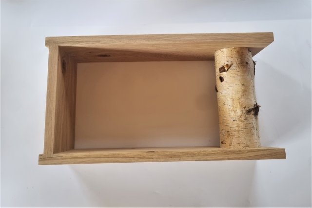 Drewniana półka na książki, z drewna, z pniem brzozy, dębowa, leśny pokój, boho dekoracje