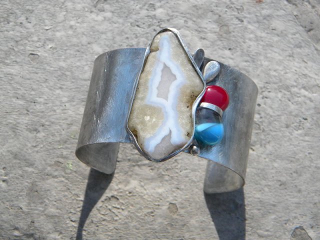 Połsurowy chalcedon - BRANSOLETA MANKIET - CUFF