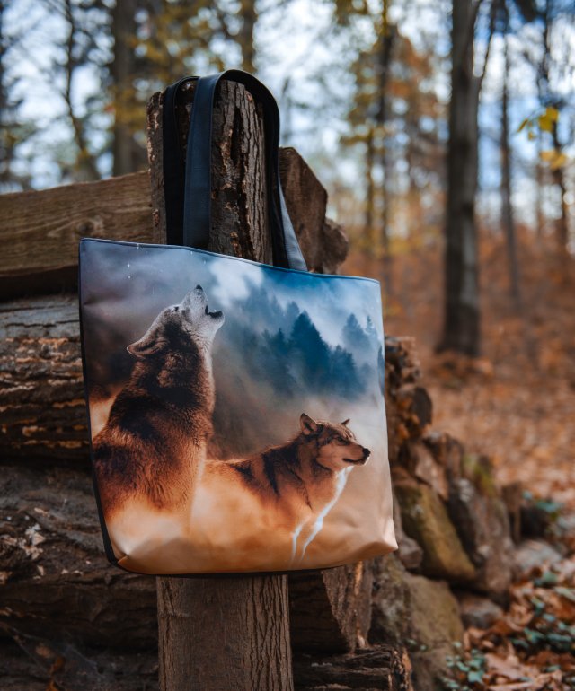 Torba z wilkiem duża shopper Wilczy śpiew