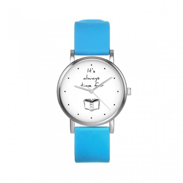 Zegarek mały - Time for book - silikonowy, niebieski