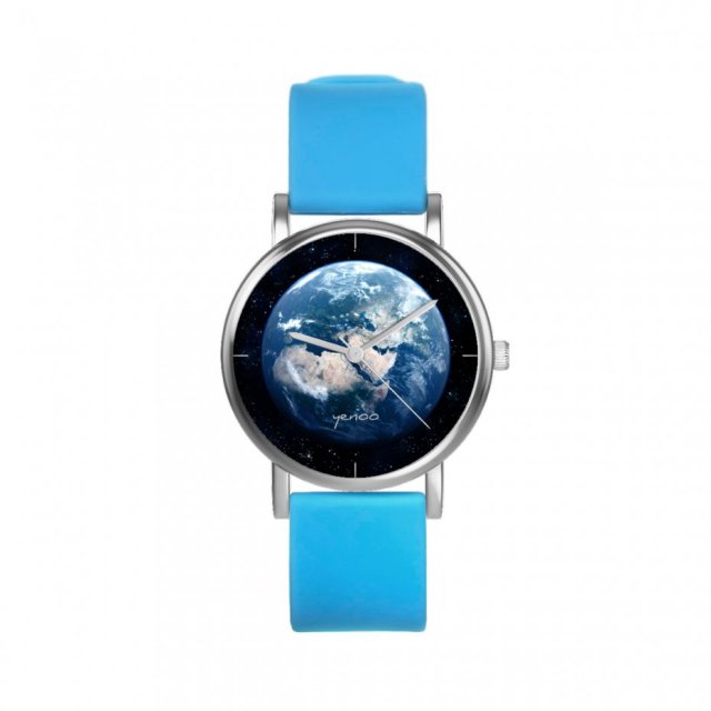 Zegarek mały - Ziemia - silikonowy, niebieski