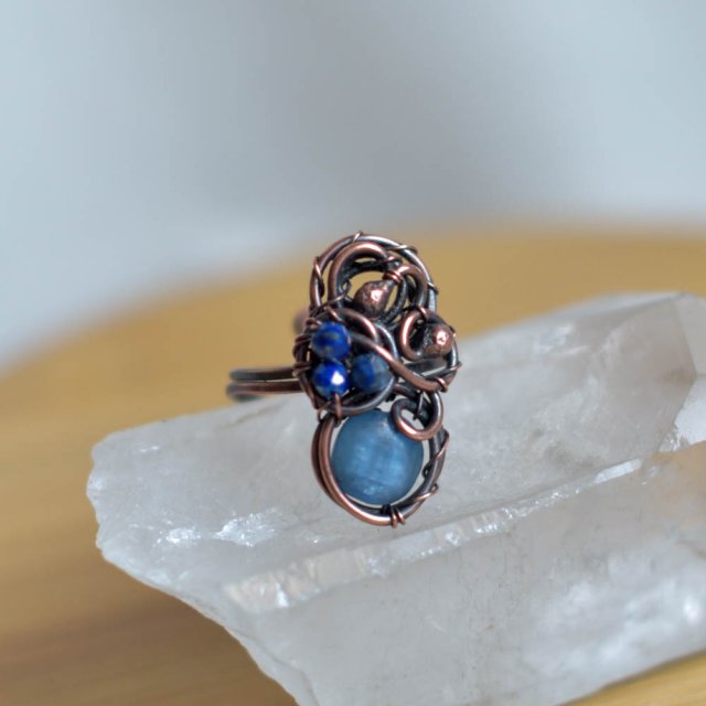 Heaven - pierścionek z kyanitem i lapis lazuli