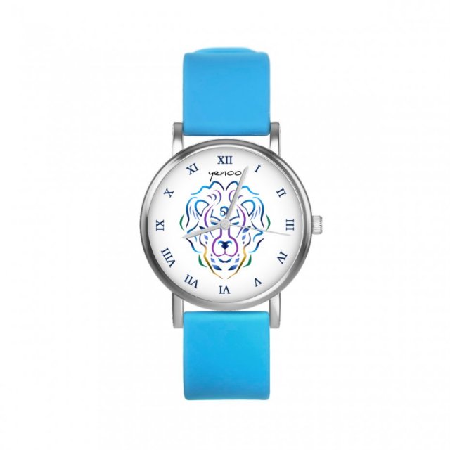 Zegarek mały - Lew - silikonowy, niebieski